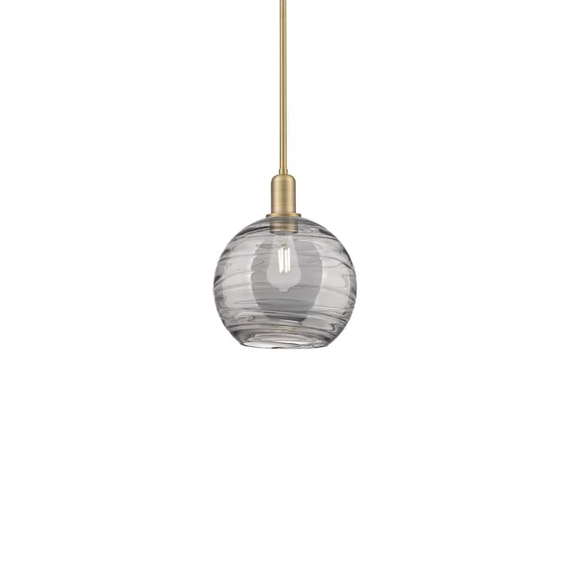 Innovations Lighting 716-1S-13-10 Athens Deco Swirl Pendant Athens - Brushed Brass / Light Smoke Deco Swirl