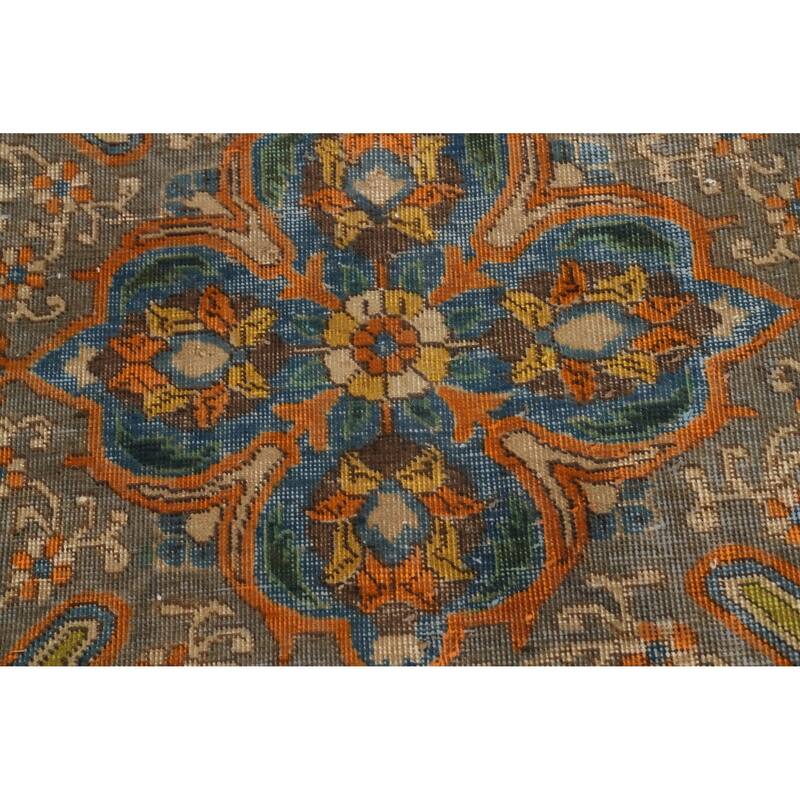 Hand Knotted Oriental 100% Wool Carpet Traditional Medallion Green Tabriz Area Rug - 13' 5'' X 9' 11''
