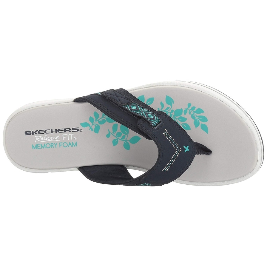 skechers memory foam flip flops womens