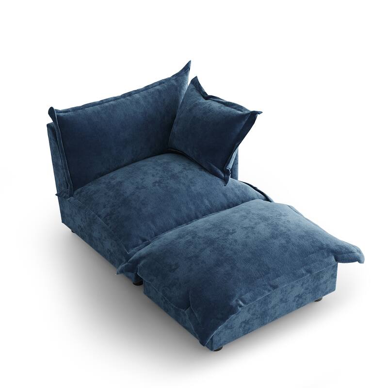 Casual 40"W Oversized Soft Comfy Cloud Chenille Chaise Lounge with Ottoman
