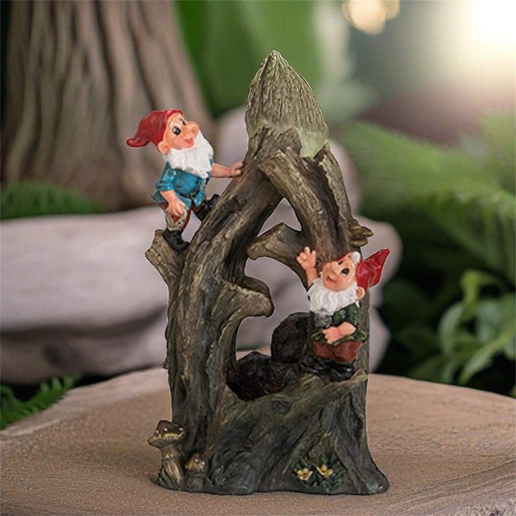 Decorative Woodland Gnome Water Fountain with LED Light