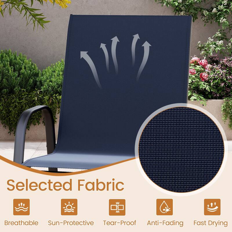 29" Outdoor Bar Stools Set 2 Fabric High Back Chairs with Metal Frame for Decks and Porches - 24.5" x 30" x 51"