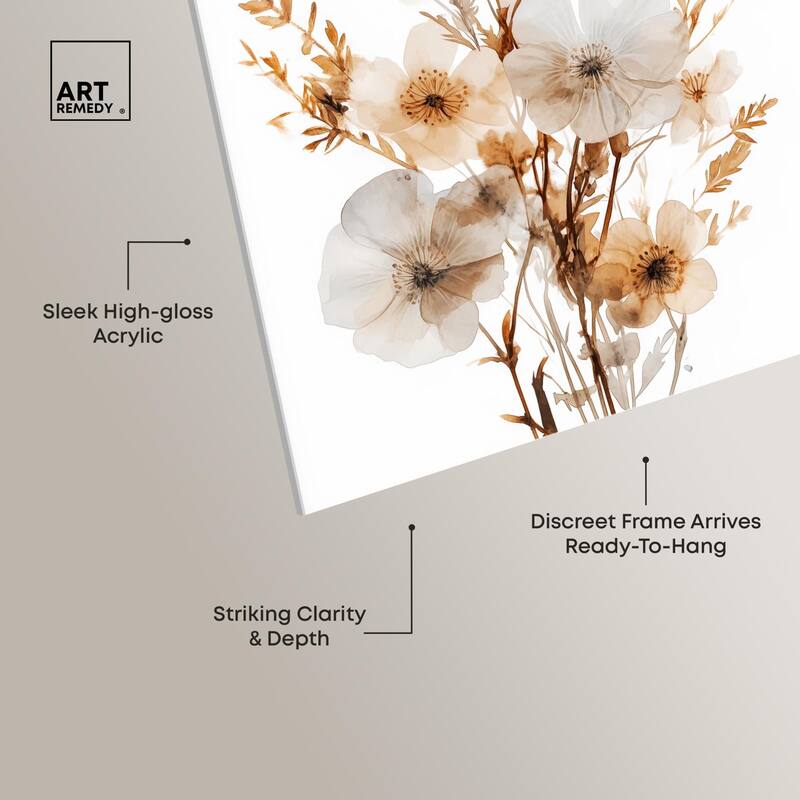 Parchment Petals Acrylic by Art Remedy, Ready to Hang