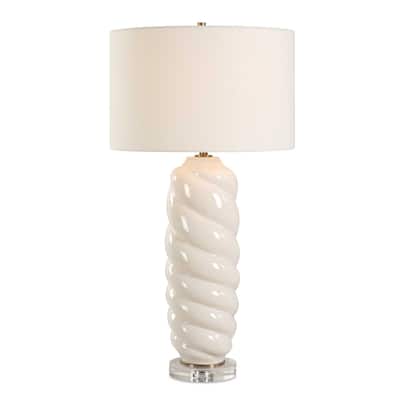 Uttermost Anneli White Swirl Table Lamp - N/A