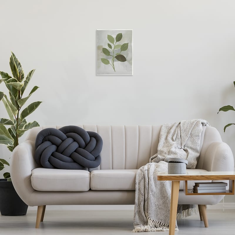 Stupell Leaf Sprigs over Grey Wall Plaque Art Design By Lanie Loreth