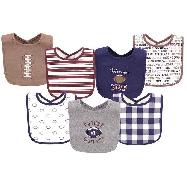 slide 1 of 1, Hudson Baby Infant Boy Cotton Bibs, Gray Football, One Size - Football - One Size