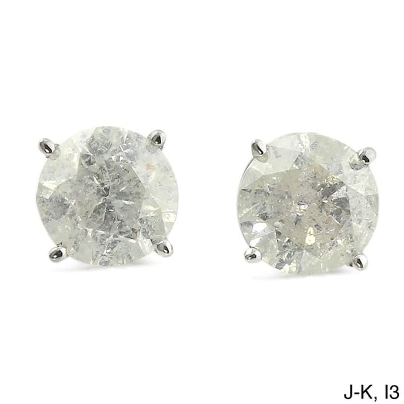Auriya Platinum 1 1/2ctw Round Diamond Stud Earrings Clarity-enhanced - J-K, I2-I3