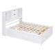 preview thumbnail 14 of 26, Queen Size Platform Bed with Storage Headboard & 8 Drawers - White