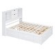 preview thumbnail 14 of 12, Queen Size Platform Bed with Storage Headboard and 8 Drawers, White