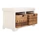 SAFAVIEH Freddy Distressed White Wicker Storage Bench - 33.5" x 16.1" x 19.9"