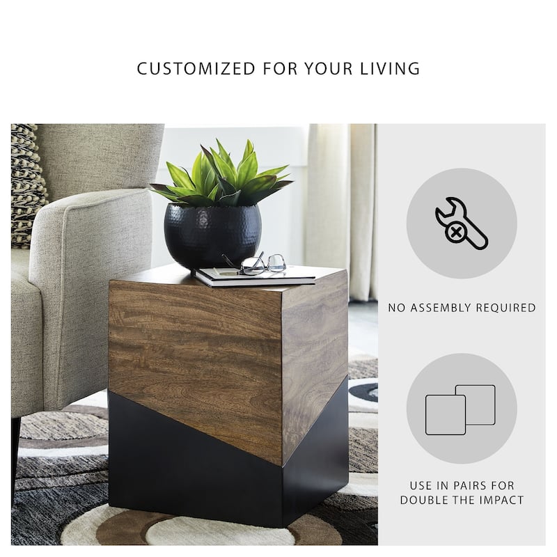 Trailbend Brown/Gunmetal Accent Table - 15"W x 15"D x 18"H