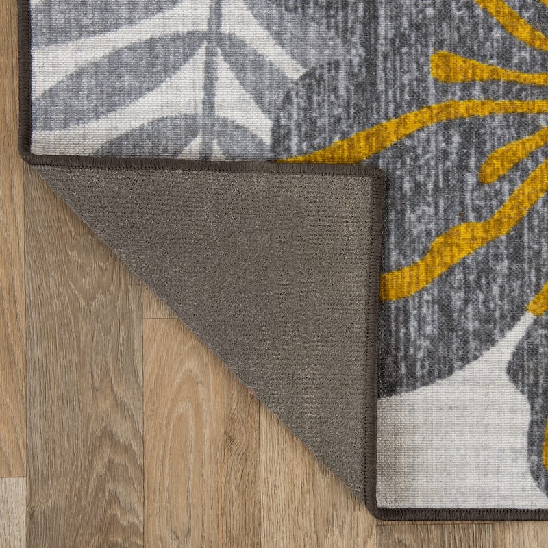 Tropical Floral Leaves Indoor/Outdoor Area Rug