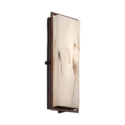 Justice Design LumenAria Avalon Dark Bronze ADA LED Large Outdoor Wall Sconce, Faux Alabaster Shade