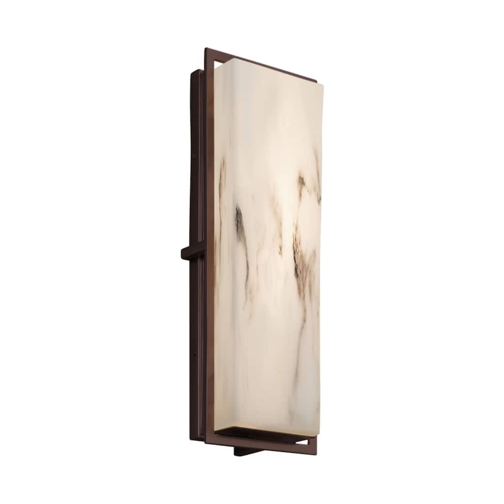 Justice Design LumenAria Avalon Dark Bronze ADA LED Large Outdoor Wall Sconce, Faux Alabaster Shade