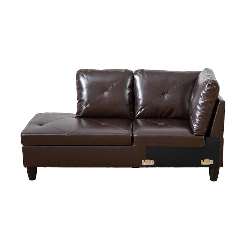 Brown Faux Leather 3-Piece Couch Living Room Sofa Set