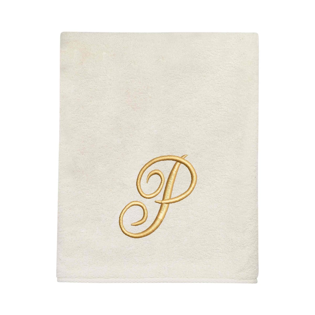 Avanti Ivory with Gold Script Monogram Bath Towel Letter P - Bath Towel