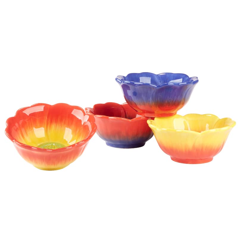 Certified International Poppy 3-D Flower Ice Cream Bowls - 5.75" Diam x 2.5"