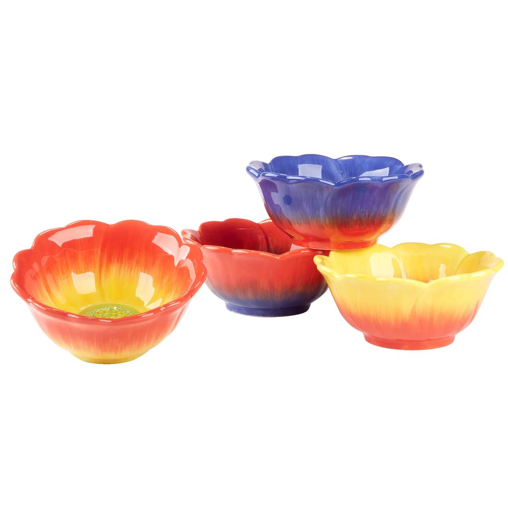 Certified International Poppy 3-D Flower Ice Cream Bowls - 5.75" Diam x 2.5"