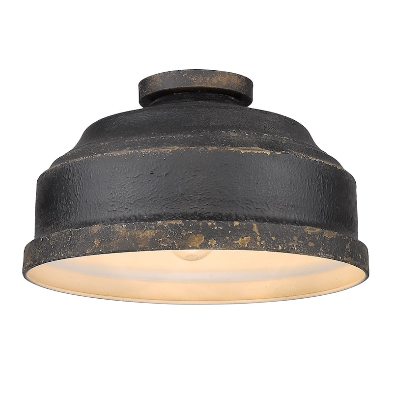 Golden Lighting Keating 3-light Flush Mount in Antique Black Iron - Antique Black Iron