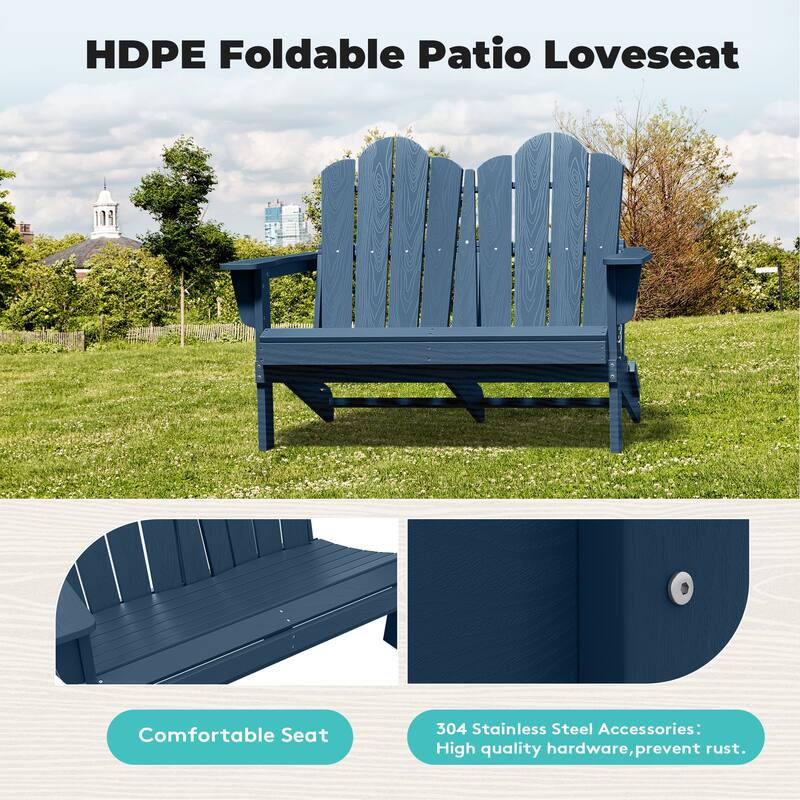 Outdoor HDPE Foldable Patio Loveseat
