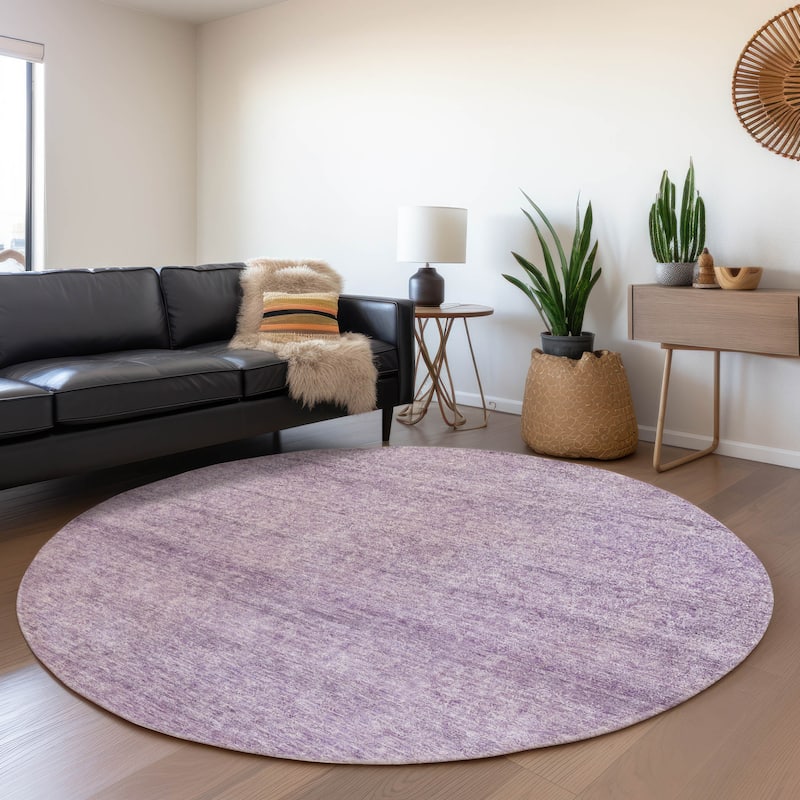 Machine Washable Indoor/ Outdoor Ombre Solid Chantille Rug - Lavender - 8' x 8'