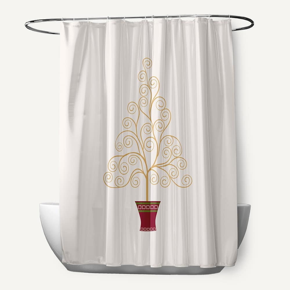 Filigree Tree Holiday Print Shower Curtain