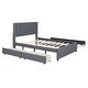 preview thumbnail 15 of 16, Full Size Upholstered Platform Bed with 2 Drawers and 1 Twin Size Trundle, Classic Headboard Design
