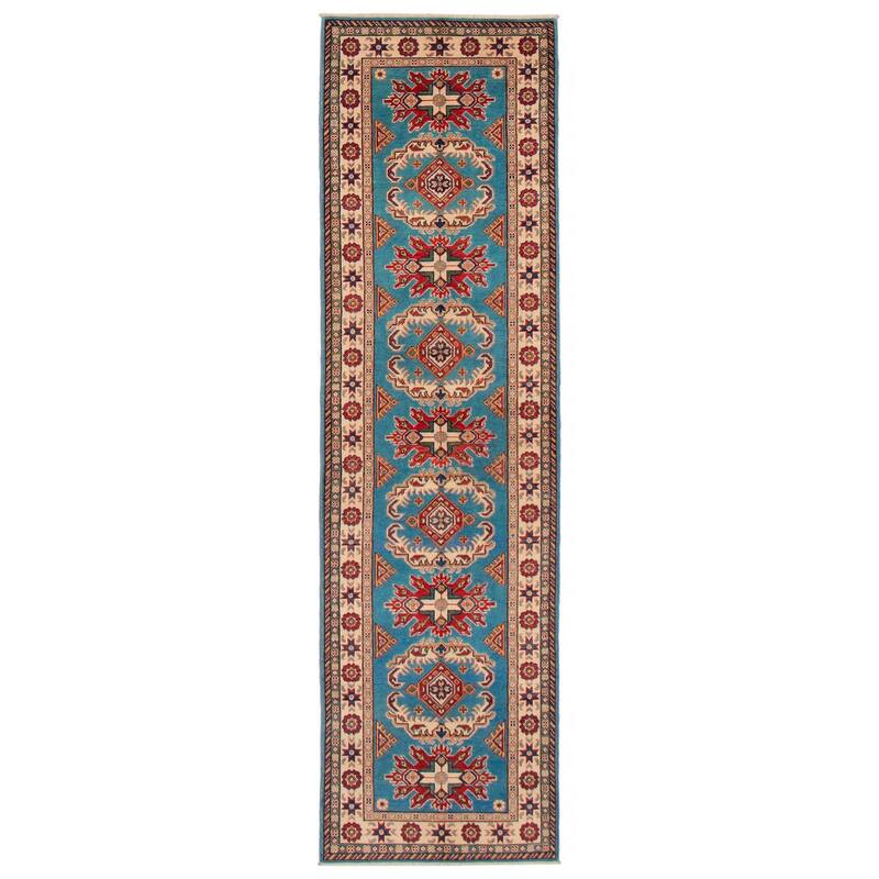 ECARPETGALLERY Hand-knotted Uzbek Ghazni Blue Wool Rug - 2'8 x 9'8 - Blue - 2'8 x 9'8