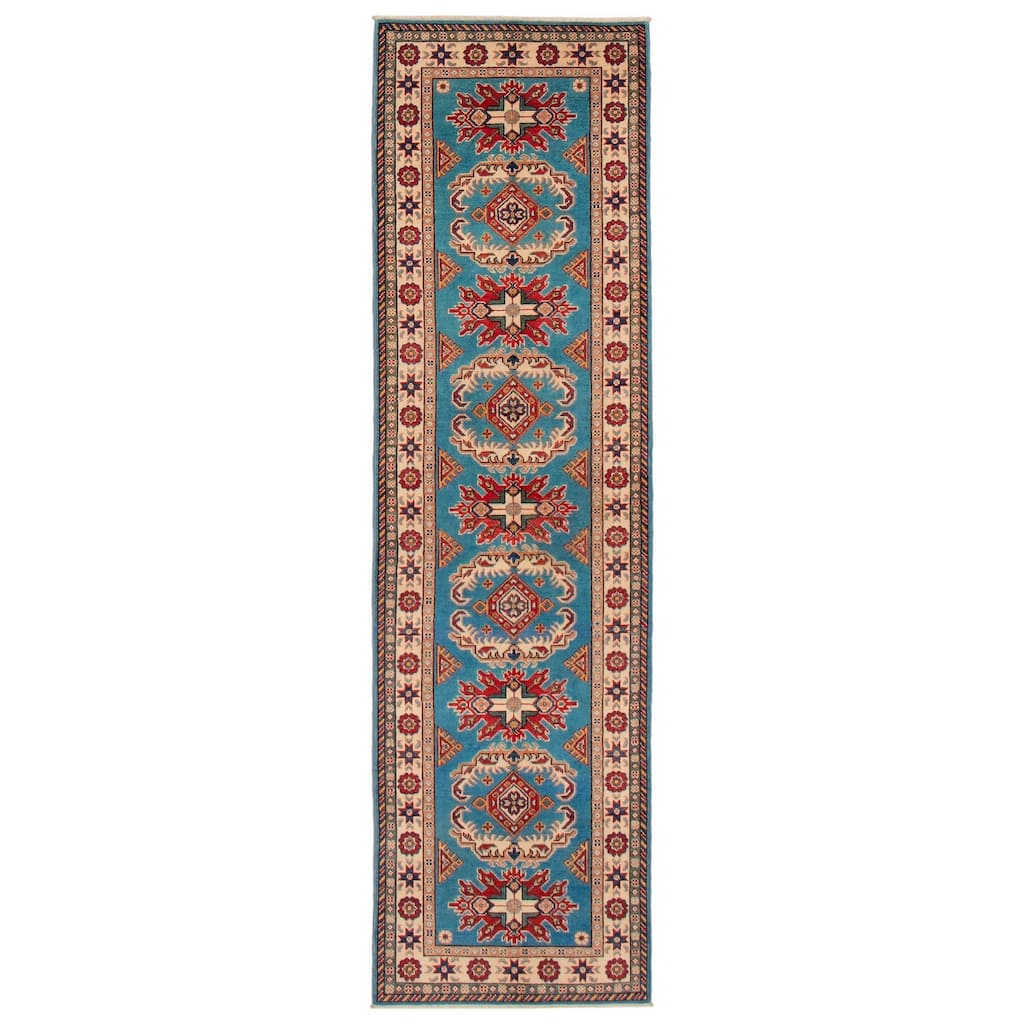 ECARPETGALLERY Hand-knotted Uzbek Ghazni Blue Wool Rug - 2'8 x 9'8