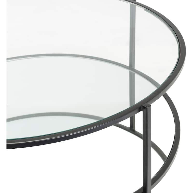 Alecsis Glass Round Coffee Table - 14"H x 36"W x 36"D