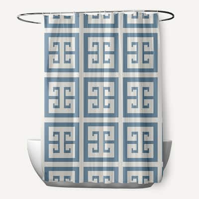 Greek Key Patterned Shower Curtain