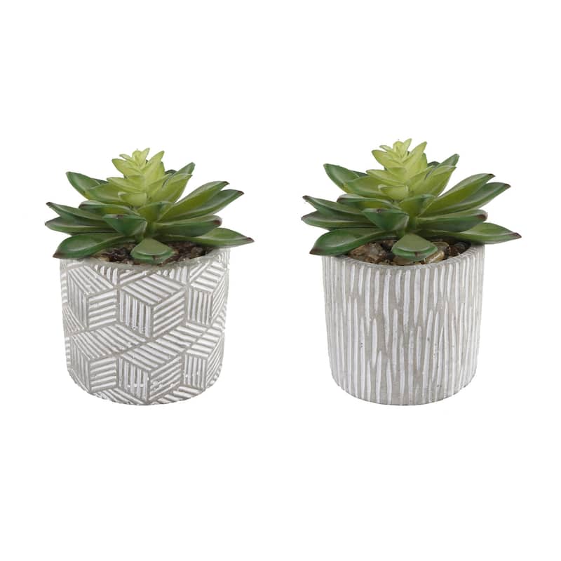 Set Of 2 Pattern Cement Pot