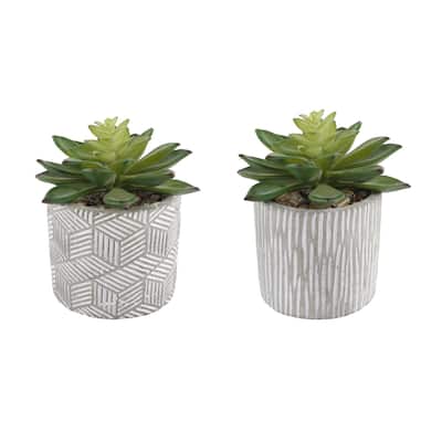 Set Of 2 Pattern Cement Pot