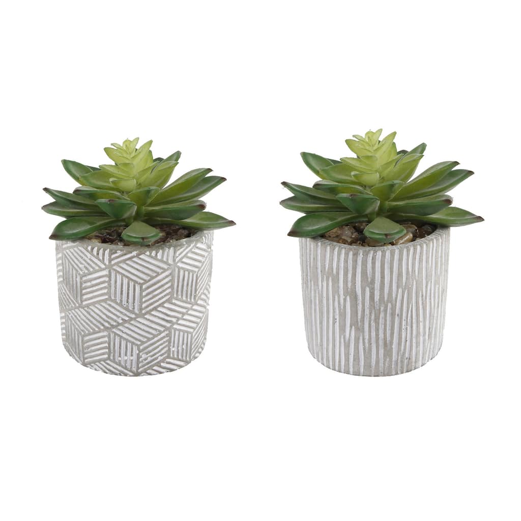 Set Of 2 Pattern Cement Pot