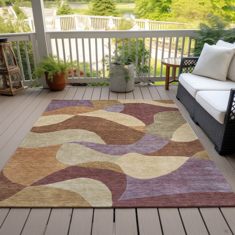 Machine Washable Indoor/Outdoor Modern Century Chantille Rug - Paprika - 2'6" x 3'10"