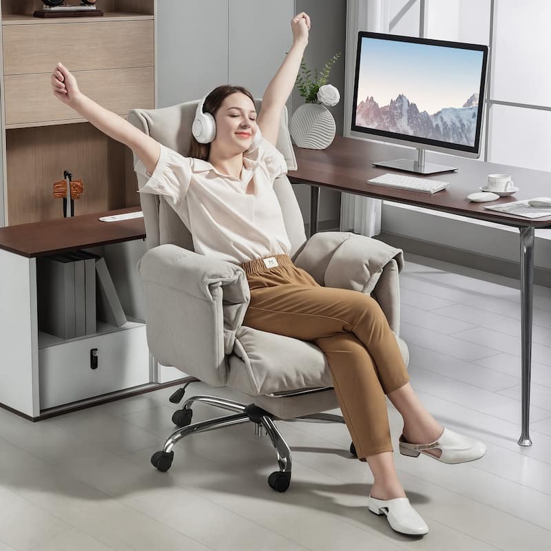 HOMCOM Executive Office Chair with Footrest, Reclining Swivel Computer Chair with High Back, Thick Cushion,Adjustable Height