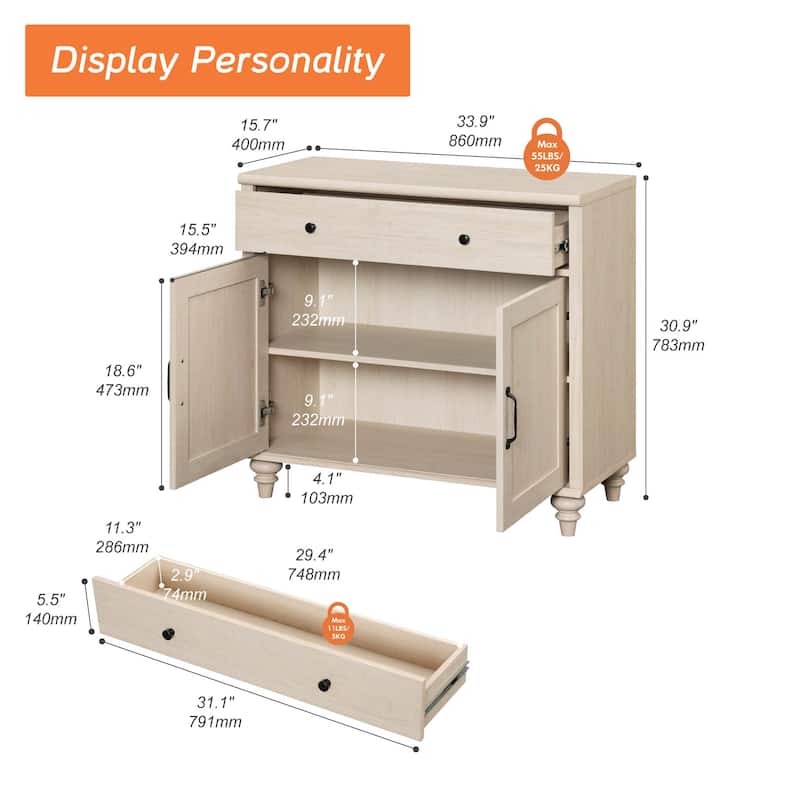 Farmhouse TV Stand for 75 inch TV, TV Console with Storage