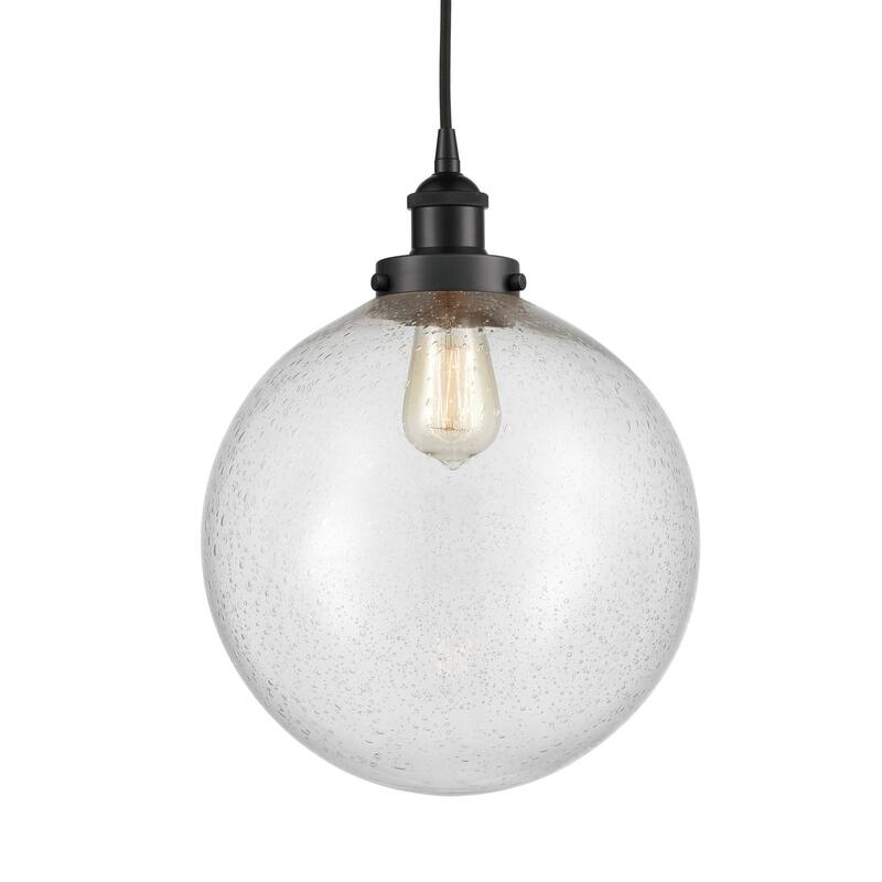 Innovations Lighting 616-1PH-16-12 Beacon Pendant Beacon 12" Wide - Matte Black / Seedy