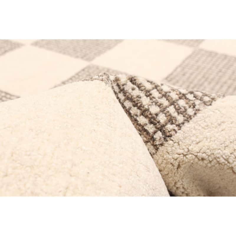 ECARPETGALLERY Hand Tufted Timeless Cream Wool Rug - 5'0 x 7'11