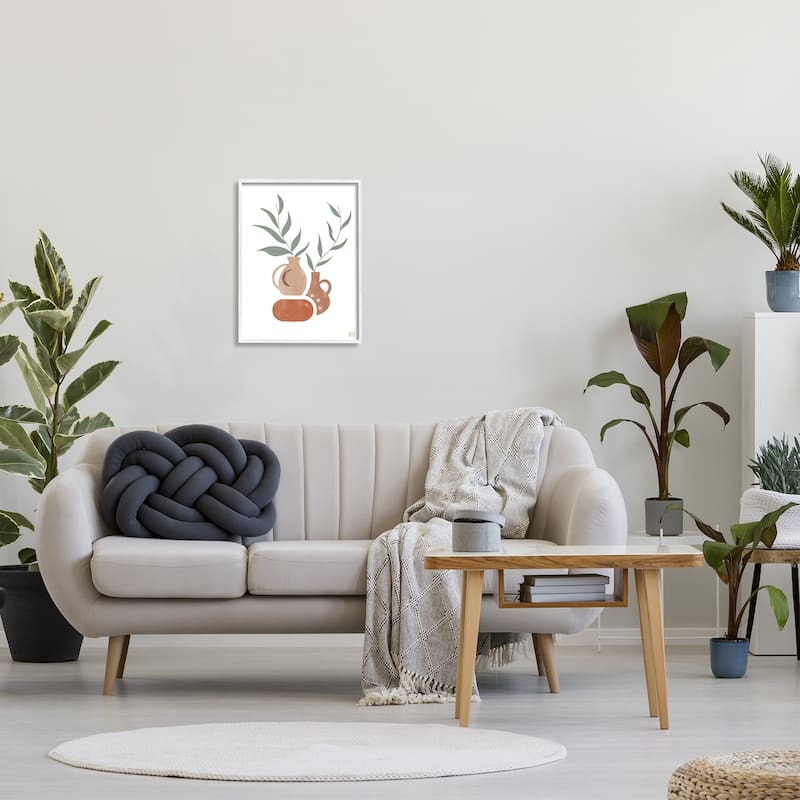 Stupell Boho Ceramic Plant Still Life Modern Terracotta Illustration Framed Wall Art