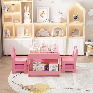 Kids Art Table and Chair Set, 3 in 1 Activity Table with 2 Chairs