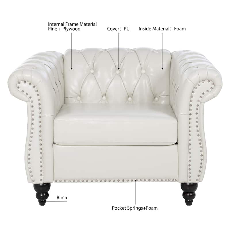 GDFStudio- Winston PU Leather Chesterfield Club Chair