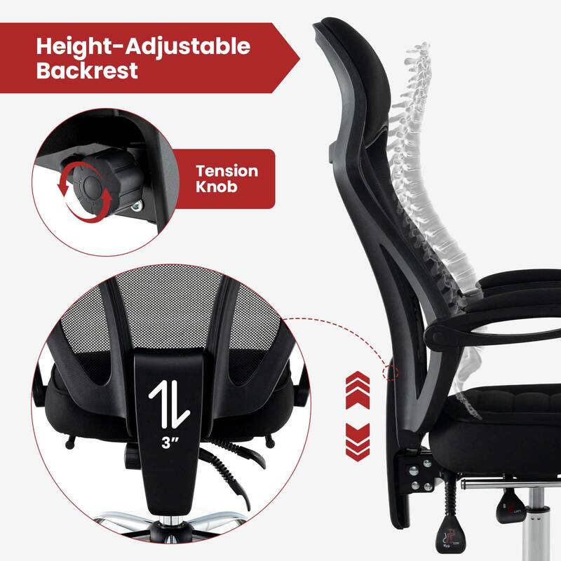 Costway Ergonomic Mesh Office Chair with Footrest Height-Adjustable & - See Details