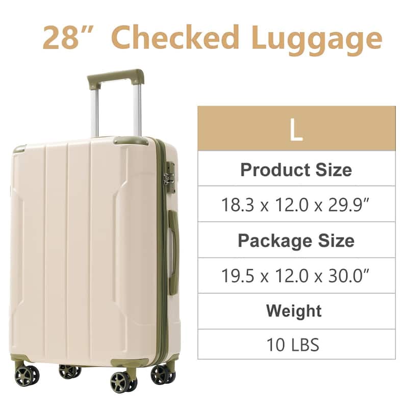 Hardshell Luggage, Lightweight Durable ABS Suitcases with Double Wheels, Expandable 24 Inch Checked Travel Luggage