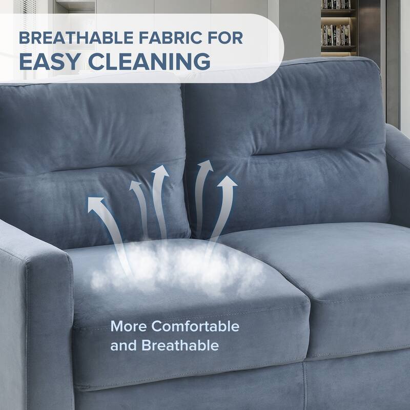 2 Seat Sectional Sofa with U-Shaped Spring Links and Solid Wood Frame Velvet Loveseat Couch for Living Room Bedroom Office