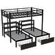 preview thumbnail 6 of 10, Black Full XL over Twin Size Metal Triple Bunk Bed with Drawers