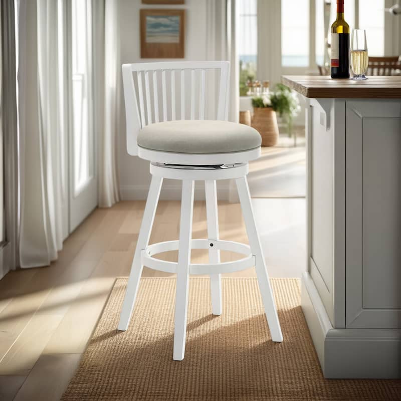Harper Modern Swivel Bar Stool, Upholstered Counter Height Chair with Solid Wood Frame - Single - Fog - Bar Height