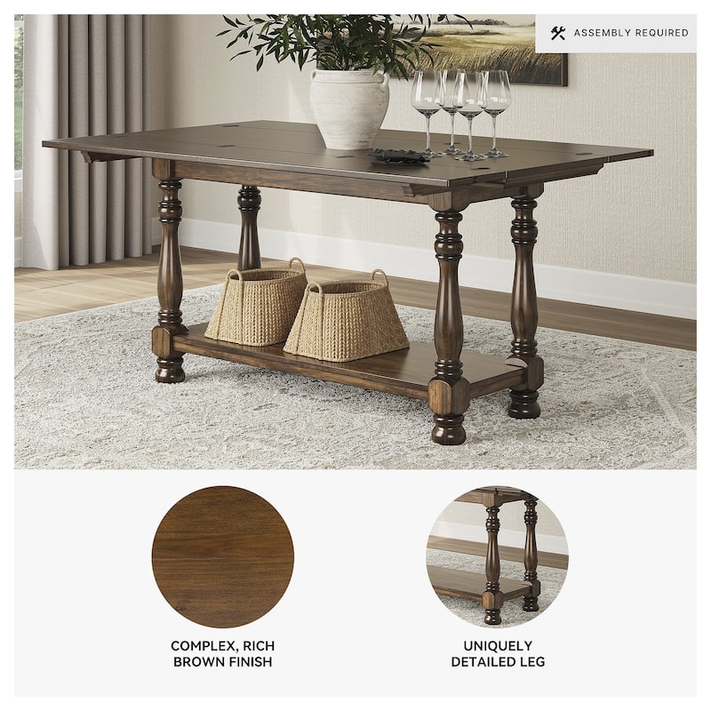 Signature Design by Ashley Sturlayne Brown Flip Top Sofa Table - 60" W x 19" D x 30" H