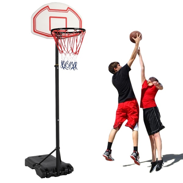 2.6M Basketball Hoop Height Adjustable Stand w/ Backboard Wheels for Teen Adult 