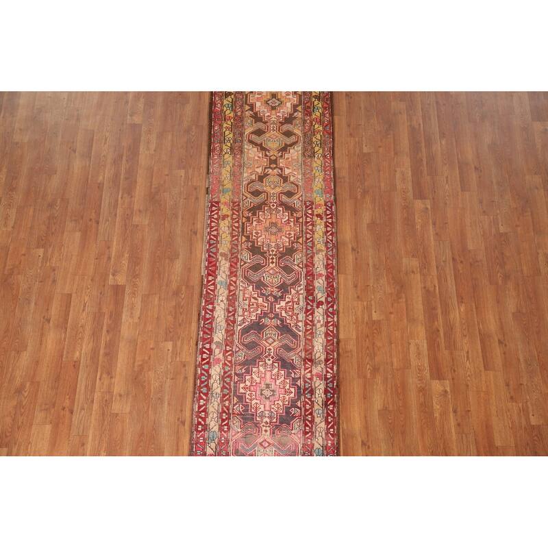 Ardebil Persian Vintage Runner Rug Hand-Knotted Wool Carpet - 2'3" x 9'6"